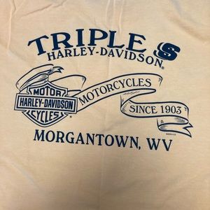 Harley Davidson Mens T-Shirt Size XL,Cotton.2003,Yellow,Triple S,Morgantown,WV